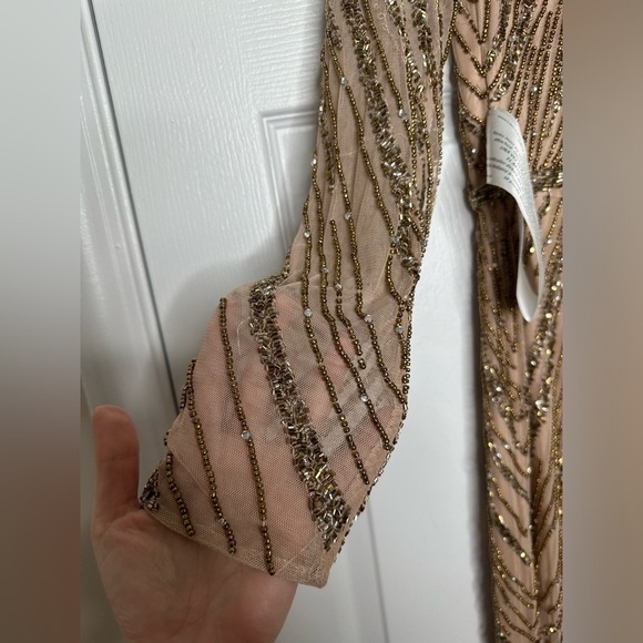 MAC DUGGAL embellished long sleeve column gown in mocha 12 NWT - Picture 7 of 11